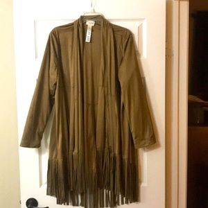 Chico’s tan fringe jacket size 2